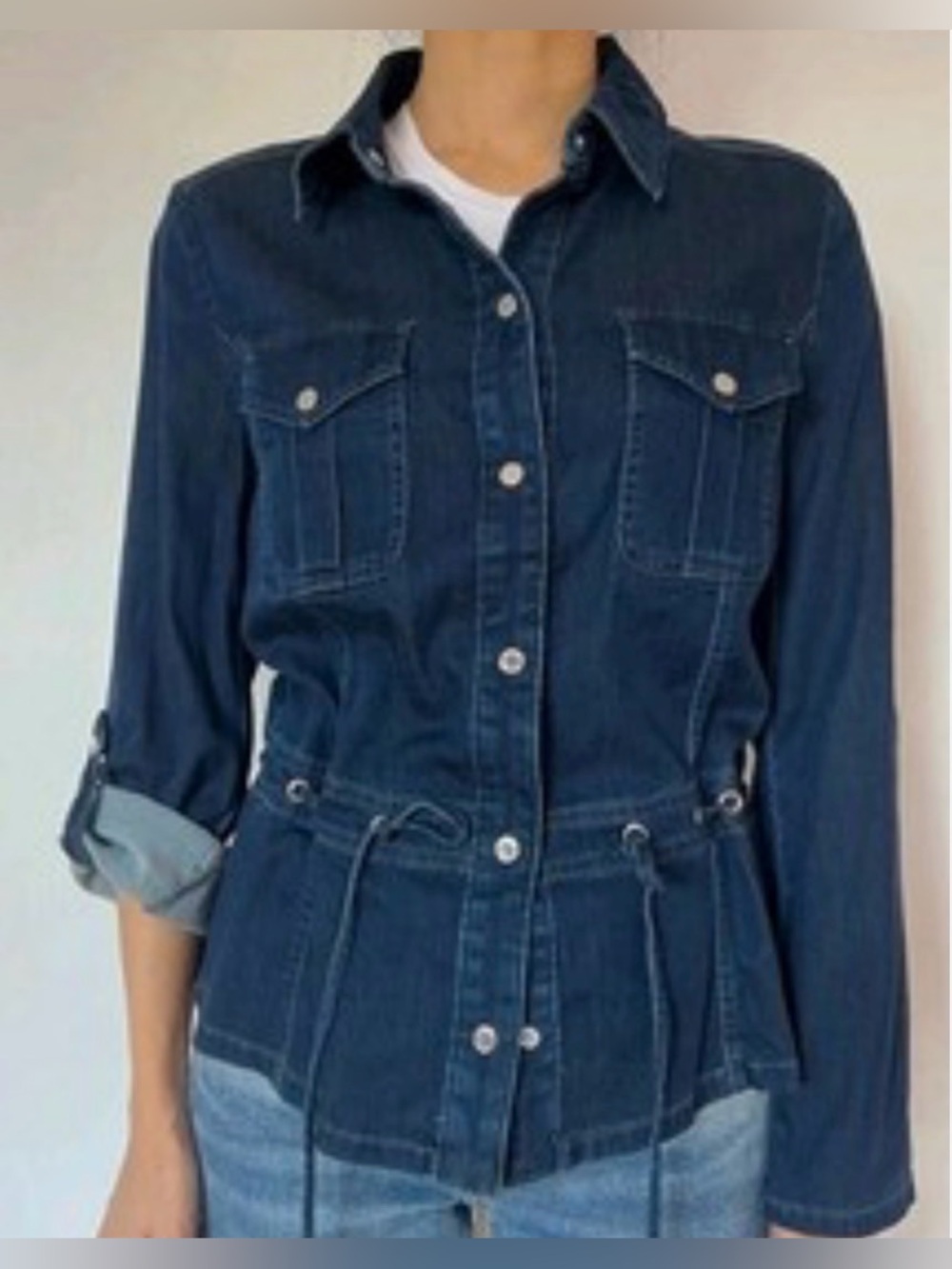 White House Black Market Tercel Denim Shirt Size S
